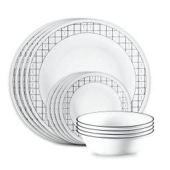 Corelle Durable Dinnerware Delicate Grid 18-piece Dinnerware Set, Service for 6