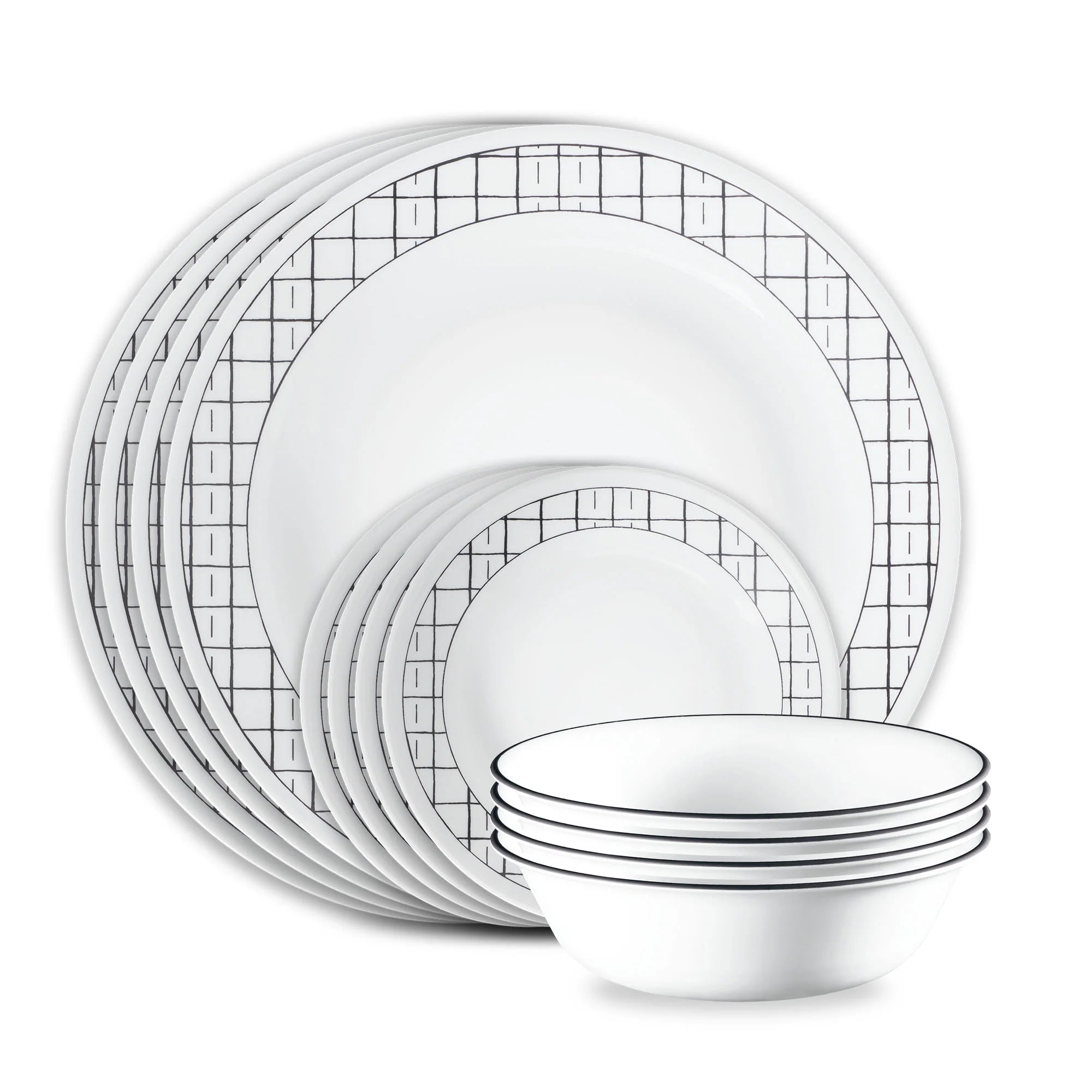 Corelle Durable Dinnerware Delicate Grid 18-piece Dinnerware Set, Service for 6