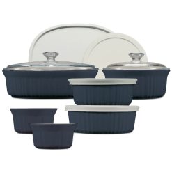 Corelle Durable Dinnerware French Colors 12-piece Oval Bakeware Set, Navy