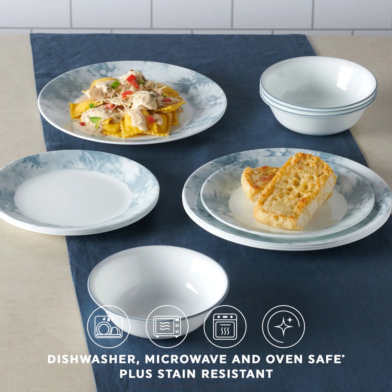 Corelle Durable Dinnerware Salt Wash 12-piece Dinnerware Set, Service for 4 - Image 4