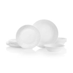 Corelle Durable Dinnerware Linen Weave 18-piece Dinnerware Set, Service for 6