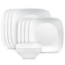 Corelle Durable Dinnerware Square? Pure White 12-piece Dinnerware Set, Service for 4