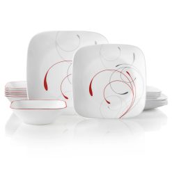 Corelle Durable Dinnerware Square Splendor 18-piece Dinnerware Set, Service for 6