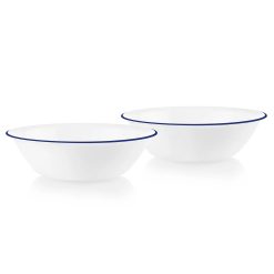 Corelle Durable Dinnerware Brilliant Blue Banded 2-quart Serving Bowls, 2-pack
