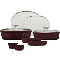 Corelle Durable Dinnerware French Colors 10-piece Bakeware Set, Cabernet