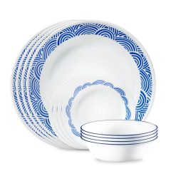 Corelle Durable Dinnerware Rolling Waves 18-piece Dinnerware Set, Service for 6