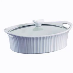 Corelle Durable Dinnerware French White 2.5-quart Oval Baking Dish with Lid