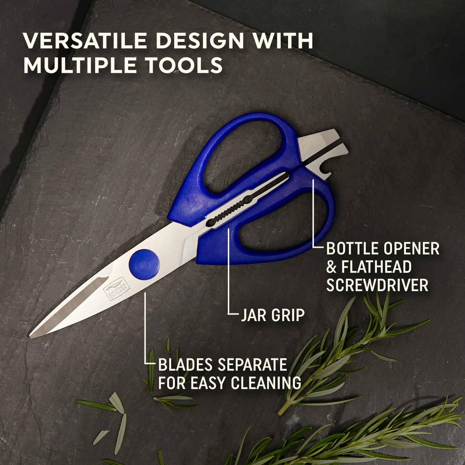 Corelle Durable Dinnerware Chicago Cutlery 2-piece Kitchen Shears in Blueberry and Blue Frost - Image 2