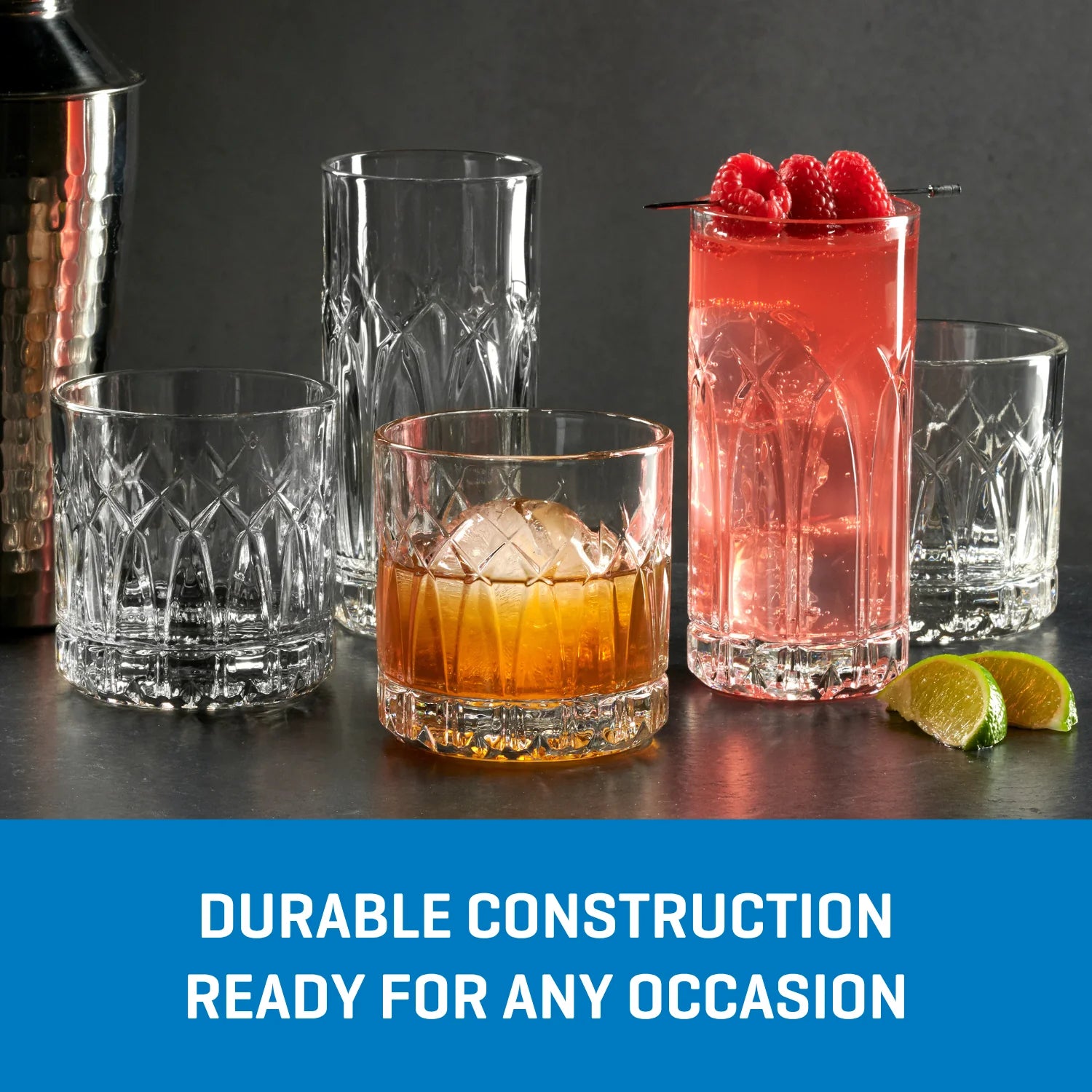 Corelle Durable Dinnerware Traze PST Rocks Glasses (4-Pieces), 12-ounce, Dishwasher Safe - Image 6