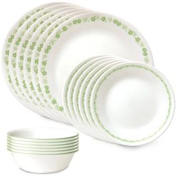 Corelle Durable Dinnerware Spring Blossom Green 18-piece Dinnerware Set, Service for 6