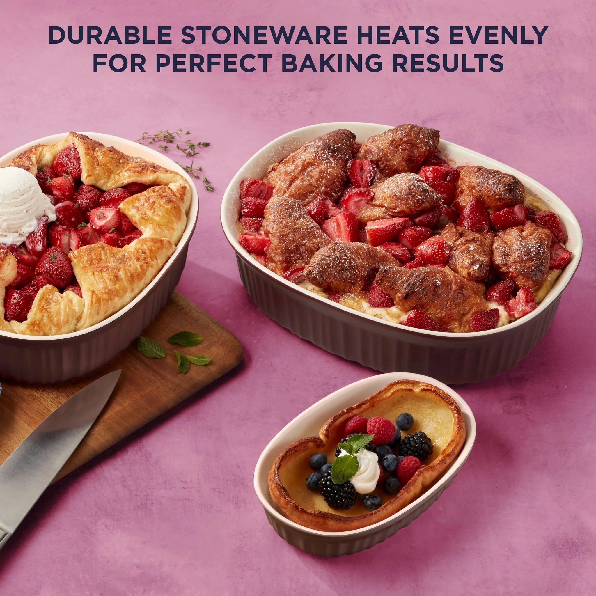 Corelle Durable Dinnerware French Colors 10-piece Bakeware Set, Cabernet - Image 4