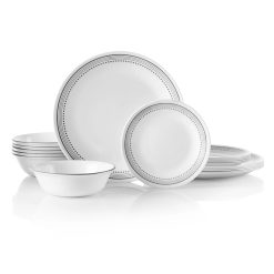 Corelle Durable Dinnerware Mystic Gray 18-piece Mugless Dinnerware Set, Service for 6
