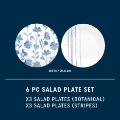 Alternative view of Corelle Durable Dinnerware Botanical Stripes 8.5 Salad Plates, 6 Pack