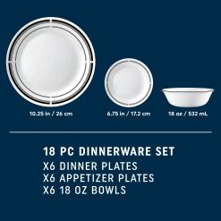 Alternative view of Corelle Durable Dinnerware Brasserie 18-piece Dinnerware Set, Service for 6