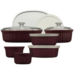 Corelle Durable Dinnerware French Colors 12-piece Bakeware Set, Cabernet