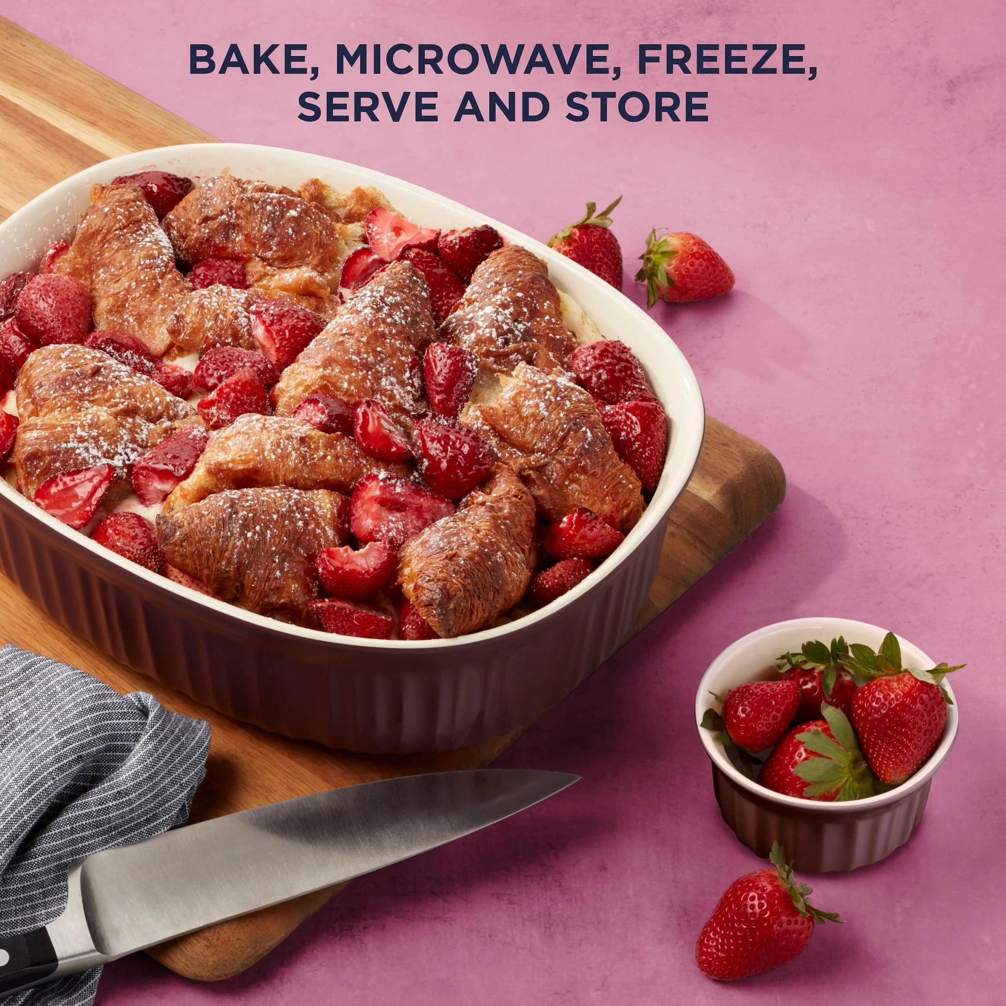 Corelle Durable Dinnerware French Colors 10-piece Bakeware Set, Cabernet - Image 3