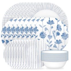 Corelle Durable Dinnerware Botanical Stripes 32-piece Dinnerware Set, Service for 8