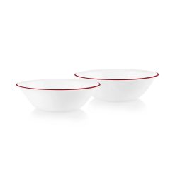 Corelle Durable Dinnerware Radiant Red Banded 1-quart Serving Bowls, 2-pack