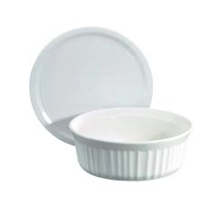 Corelle Durable Dinnerware French White 24-ounce Baking Dish with Lid