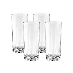 Corelle Durable Dinnerware Cienna Long Drink Glasses (4-Pieces), 14.5-ounce, dishwasher Safe