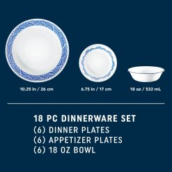Alternative view of Corelle Durable Dinnerware Rolling Waves 18-piece Dinnerware Set, Service for 6