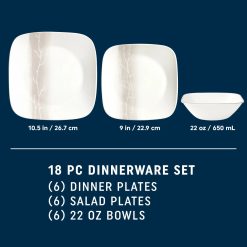 Alternative view of Corelle Durable Dinnerware Square Wandering Grove 18-piece Dinnerware Set, Service for 6