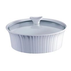 Corelle Durable Dinnerware French White 2.5-quart Round Baking Dish with Lid