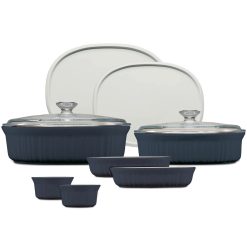 Corelle Durable Dinnerware French Colors 10-piece Oval Bakeware Set, Navy