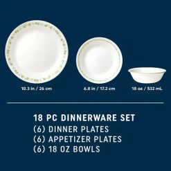 Alternative view of Corelle Durable Dinnerware Spring Blossom Green 18-piece Dinnerware Set, Service for 6