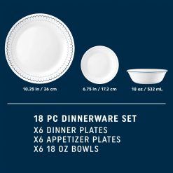 Alternative view of Corelle Durable Dinnerware Caspian Lace 18-piece Dinnerware Set, Service for 6