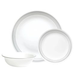 Corelle Durable Dinnerware Mystic Gray 12-piece Dinnerware Set, Service for 4