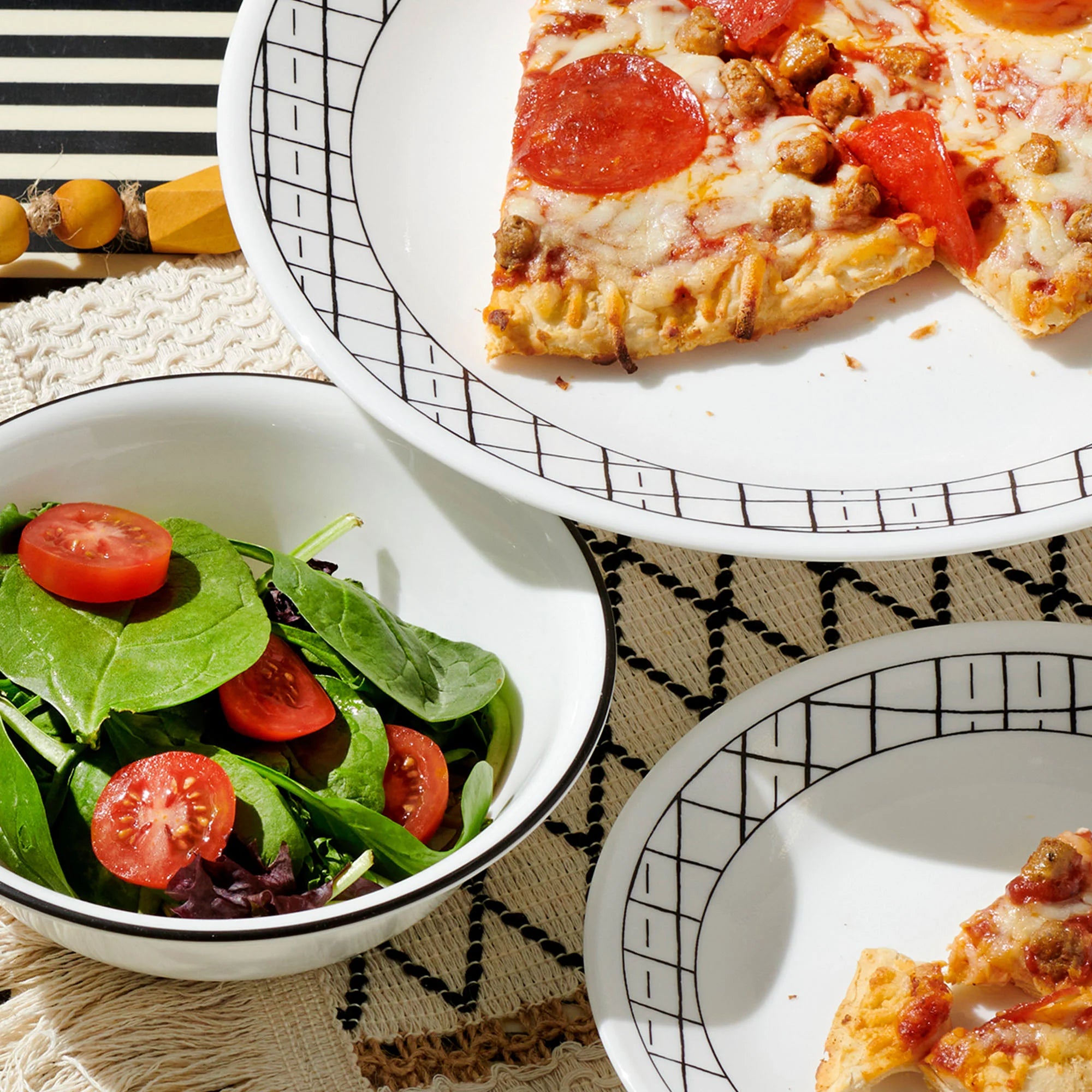 Corelle Durable Dinnerware Delicate Grid 18-piece Dinnerware Set, Service for 6 - Image 3