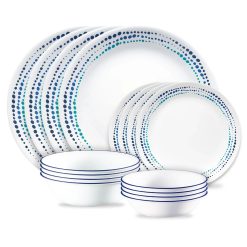 Corelle Durable Dinnerware Ocean Blues 16-piece Mugless Dinnerware Set, Service of 4
