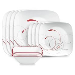 Corelle Durable Dinnerware Square Splendor 12-piece Dinnerware Set, Service for 4
