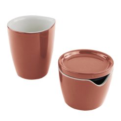 Corelle Durable Dinnerware Red Clay Cream and Sugar Set