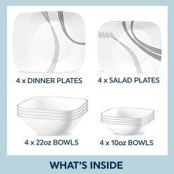 Alternative view of Corelle Durable Dinnerware Urban Arc 16-piece Dinnerware Set, Service for 4