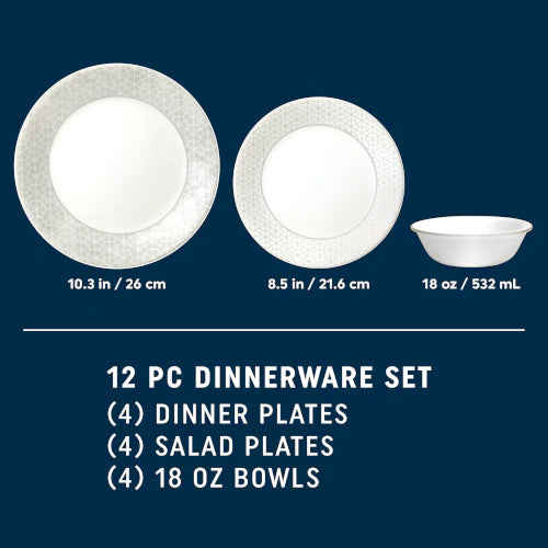 Corelle Durable Dinnerware Knox 12-piece Dinnerware Set, Service for 4 - Image 2