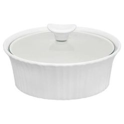 Corelle Durable Dinnerware French White 1.5-quart Round Casserole Dish with Lid