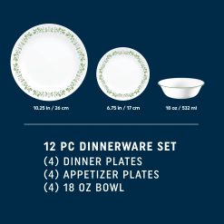 Alternative view of Corelle Durable Dinnerware Bryndle 12-Piece Glass Dinnerware Set, Service for 4