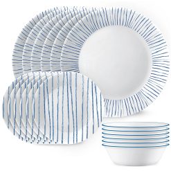 Corelle Durable Dinnerware Nautical Stripes 18-piece Dinnerware Set, Service for 6