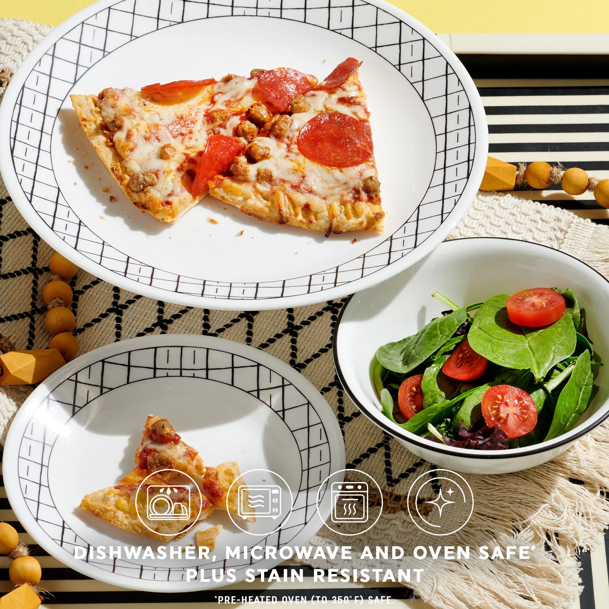 Corelle Durable Dinnerware Delicate Grid 18-piece Dinnerware Set, Service for 6 - Image 7