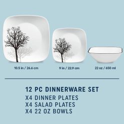 Alternative view of Corelle Durable Dinnerware Timber Shadows 12-piece Dinnerware Set, Service for 4