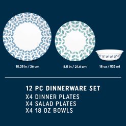 Alternative view of Corelle Durable Dinnerware Global Collection Northern Pines 12-piece Dinnerware Set, Service for 4