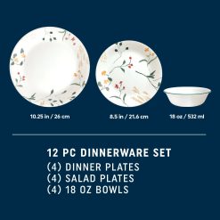 Alternative view of Corelle Durable Dinnerware Wildflower Scatter 12-piece Dinnerware Set, Service for 4