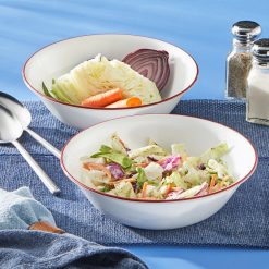 Alternative view of Corelle Durable Dinnerware Radiant Red Banded 1-quart Serving Bowls, 2-pack