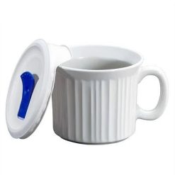 Corelle Durable Dinnerware French White 20-ounce Meal Mug? with Vented Lid