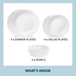 Alternative view of Corelle Durable Dinnerware Linen Weave 12-piece Dinnerware Set, Service for4
