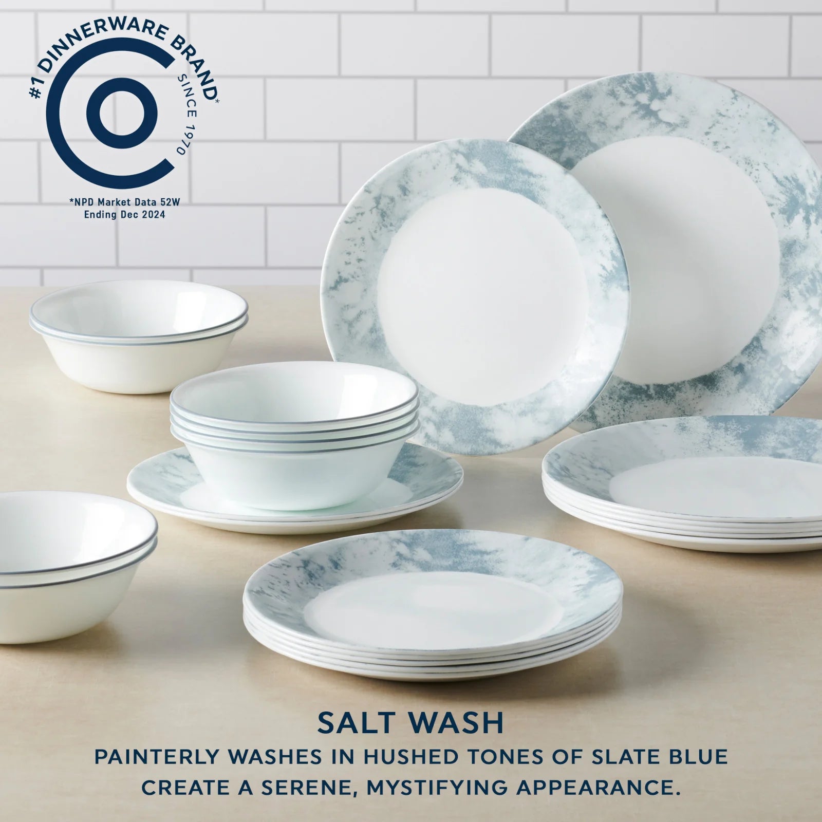 Corelle Durable Dinnerware Salt Wash 12-piece Dinnerware Set, Service for 4 - Image 3