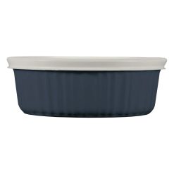Corelle Durable Dinnerware French Colors 24-ounce Baking Dish with Lid, Navy