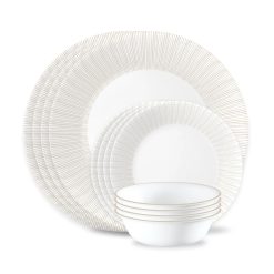 Corelle Durable Dinnerware Hushed Lines 12-piece Dinnerware Set, Service for 4